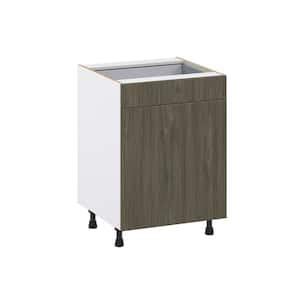 Medora Textured Slab Walnut Assembled 3 Waste Bins Pullout 1 Drawer Kitchen Cabinet(24 in. W x 34.5 in. H x 24 in. D)