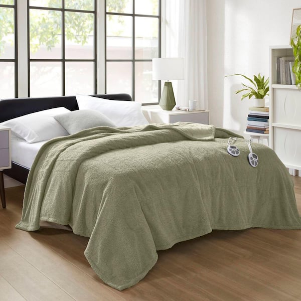 Serta Dream Soft Heated Sage Polyester Twin Electric Blanket