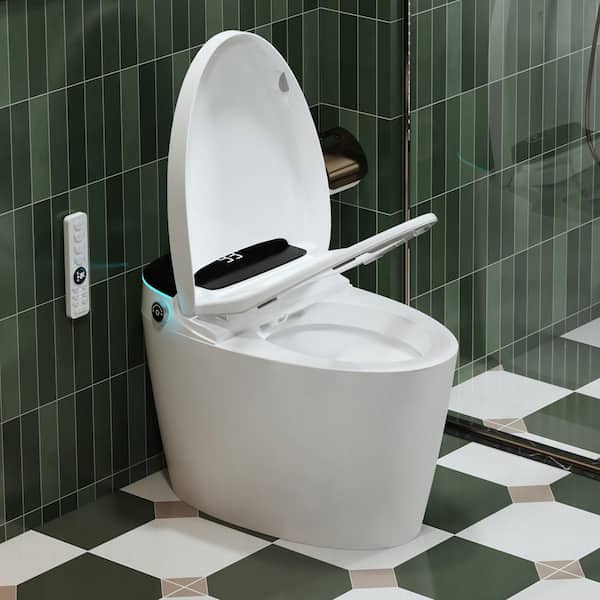 Tankless Elongated Bidet Toilet 1.28 GPF in White Smart Toilet with Auto Flush, Heated Seat and Warm Air Dryer