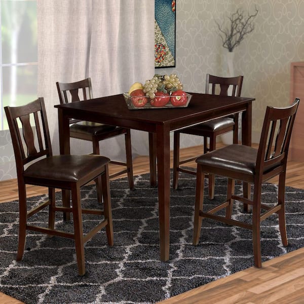 Haysi espresso wood best sale 5 piece dining set