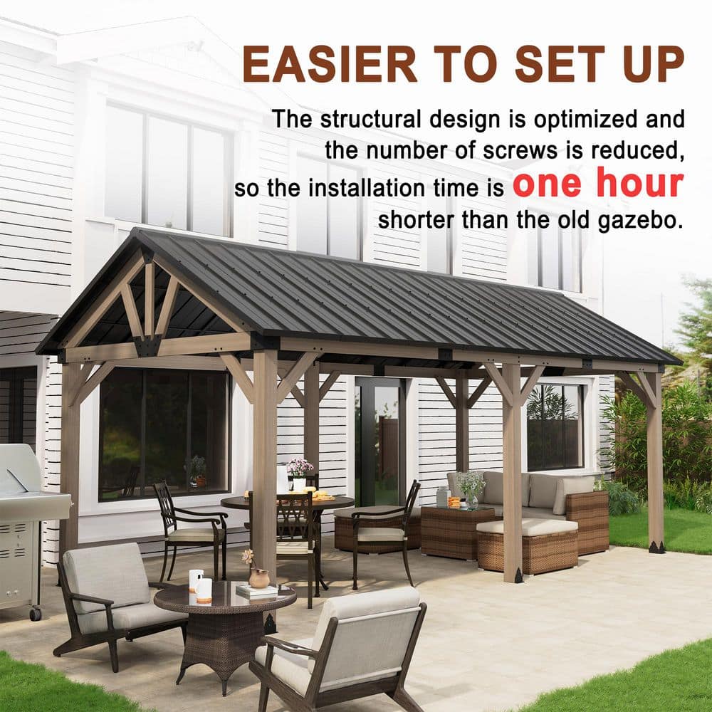 Cedar Wood 12'x20' Gazebo with Galvanized Steel Roof