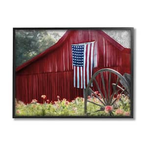 Country Farm Meadow Americana Design by Kim Allen Framed Architecture Art Print 30 in. x 24 in.