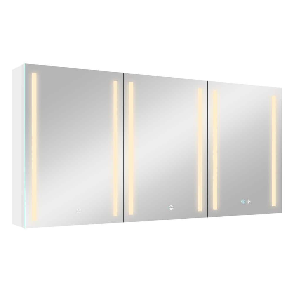60 in. W x 30 in. H Rectangular Aluminum Medicine Cabinet with Mirror, LED 