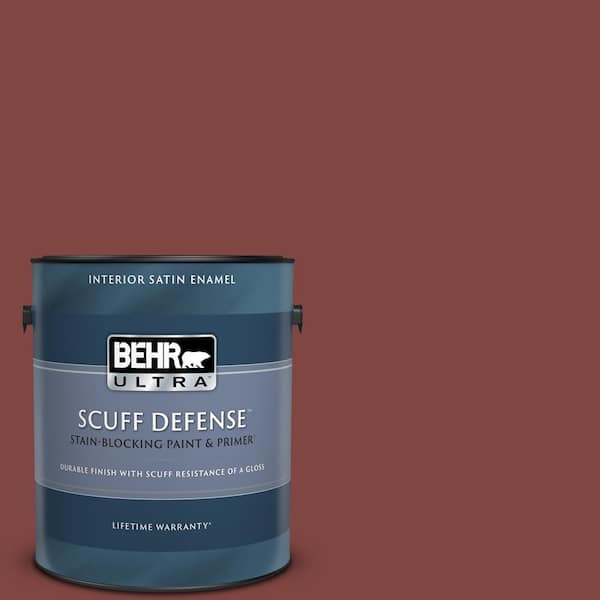 BEHR ULTRA 1 gal. #ECC-15-3 Cherry Bark Extra Durable Satin Enamel Interior Paint & Primer