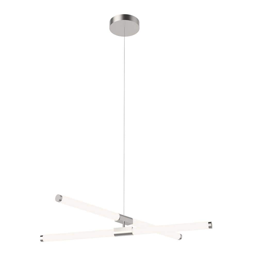 Akari Sleek Minimalist 35.5" LED Linear Chandelier in Brushed Nickel