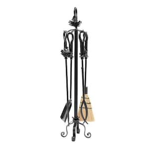 Maple Leaf 35 in. Tall 5-Piece Graphite Fireplace Tool Set