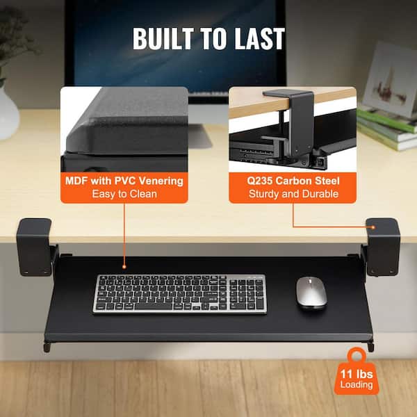 VIVO Large Keyboard Tray Under Desk Pull Out With Extra Sturdy C Clamp Mount System 27 33 Including Clamps X 11 Inch Slide Out Platform Computer Drawer For Typing Black Mount Kb 05 E