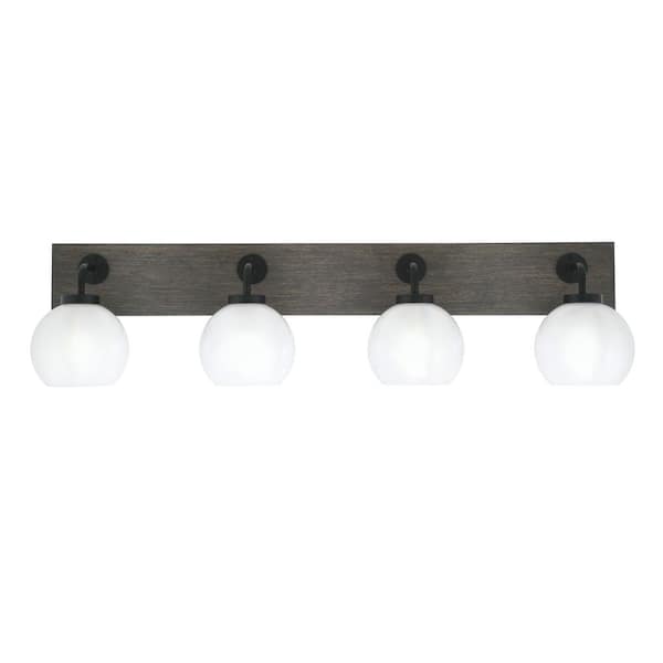 Unbranded Kirby 36.5 in. 4-Light Matte Black and Painted Distressed Wood-look Metal Vanity Light