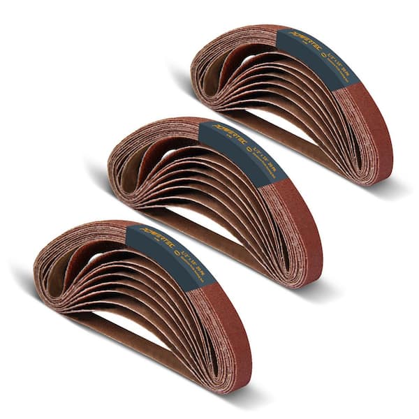 1/2 in. x 18 in. 40/60/80-Grit Aluminum Oxide Sanding Belts (60-Pack)