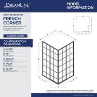 French Corner 34 1/2 in. x 34 1/2 in. x 72 in. Framed Corner Sliding Shower Enclosure in Matte Black