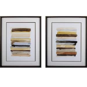 32 in. Neutral Arid Layers Abstract Framed Art (Set of 2)