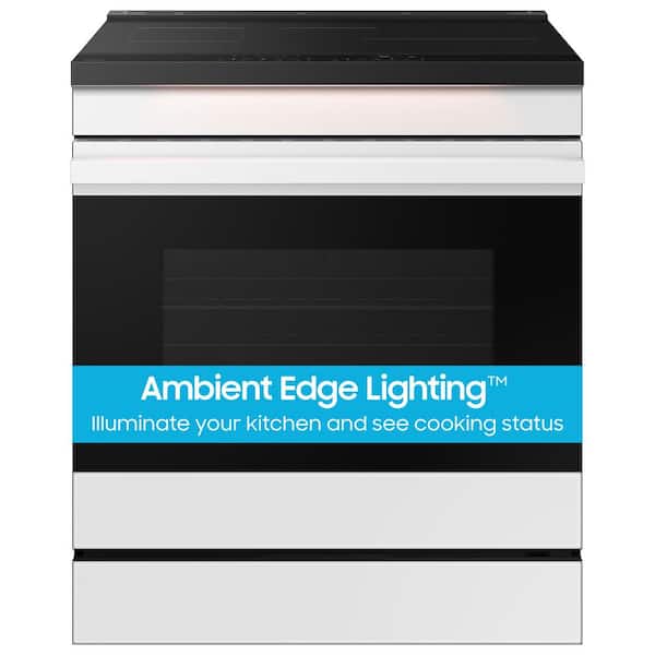Samsung Bespoke 30 in. 6.3 cu.ft. 4 Burner Element Smart Slide-In Induction Range w/ Air Sous Vide in White Glass