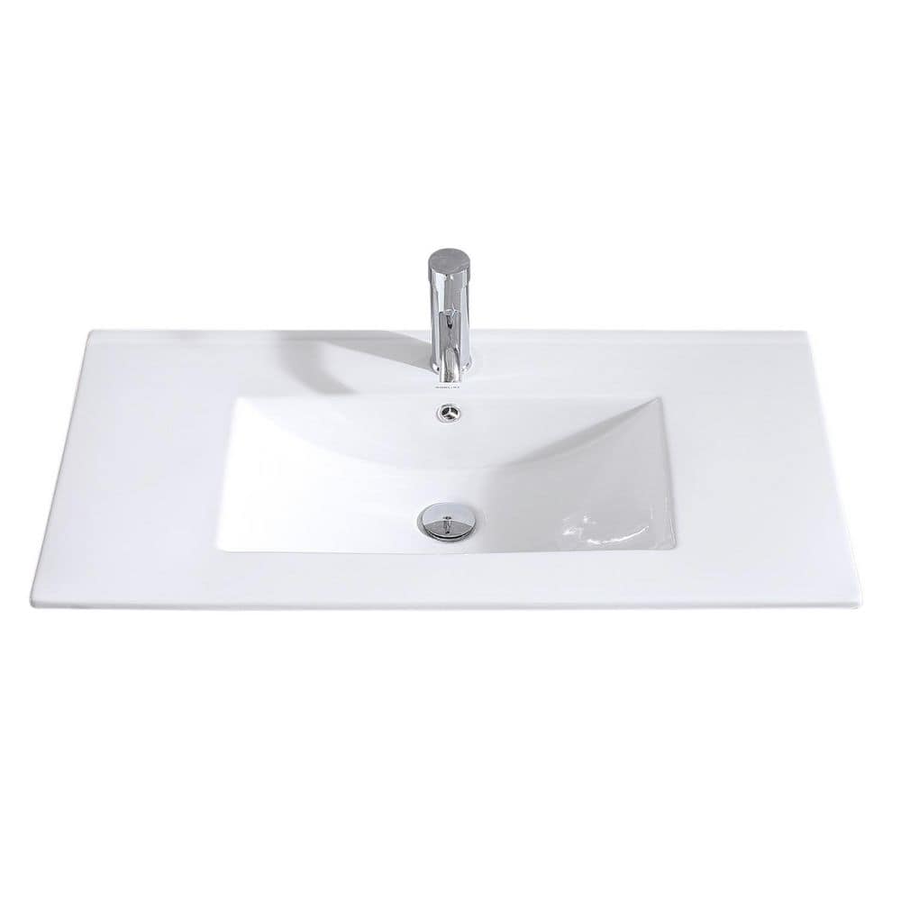 Wonline 36 in. W x 18 in. D Ceramic Vanity Top in White with
