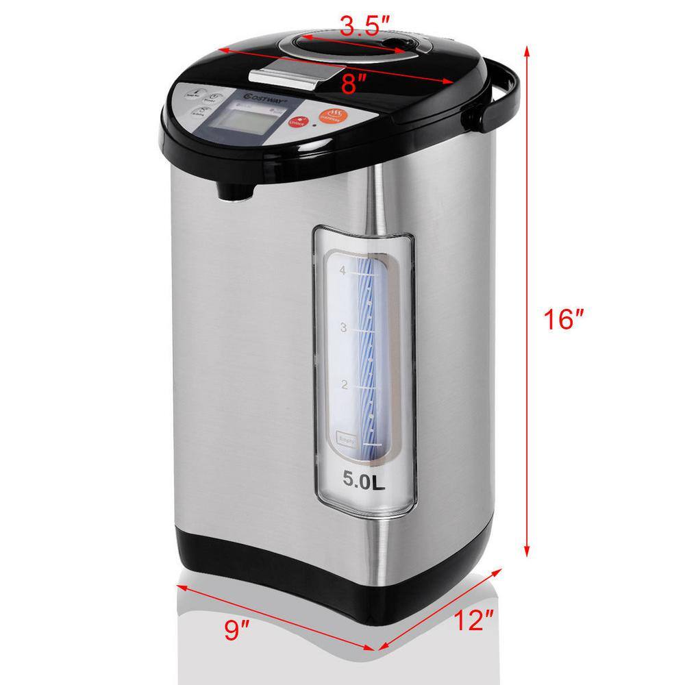 5-Liter Silver Stainless Steel Electric Hot Water Dispenser