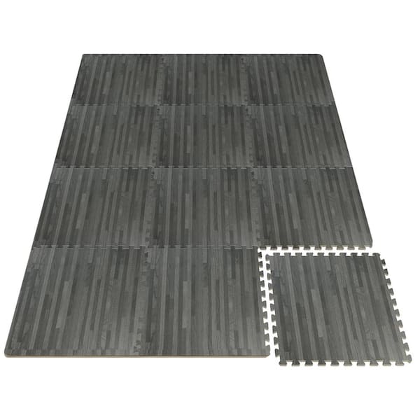 Foam Mat Floor Tiles Set - Interlocking Foam Padding with Linen Fabric  Carpet Top for Exercise, Yoga, Playroom, Garage, Basement
