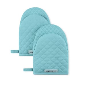 Asteroid Silicone Grip Mineral Water Aqua Mini Oven Mitt Set (2-Pack)
