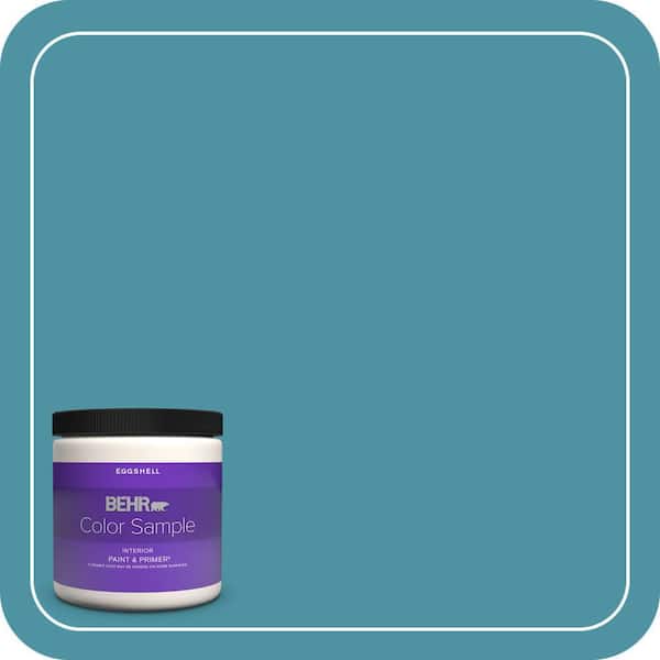 BEHR PREMIUM PLUS 8 oz. #530D-6 Teal Bayou Eggshell Enamel Interior Paint & Primer Color Sample