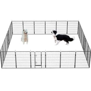 Foldable 24 Panels Outdoor Dog Pen Pet Enclosure Dog Playpen Dog Fence with Lockable Door
