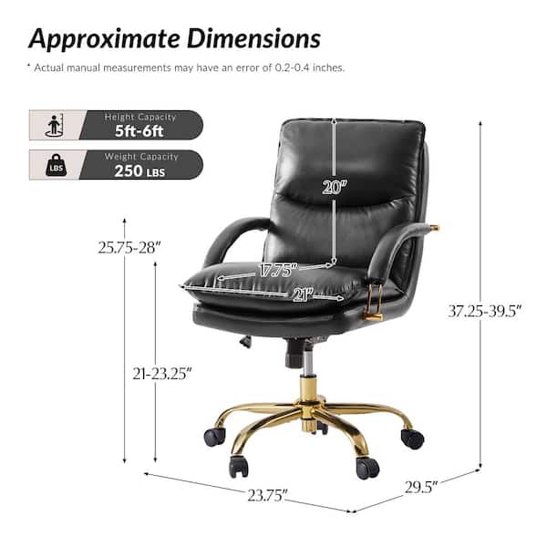JAYDEN CREATION Calel Black Genuine Leather Swivel Office Chair