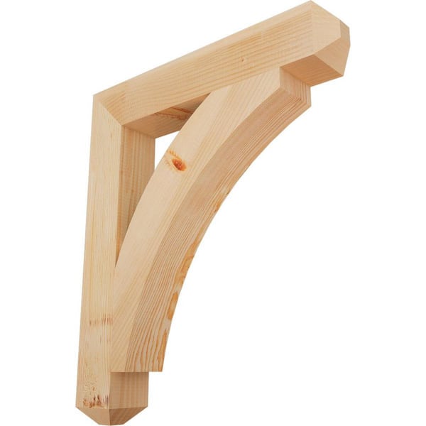 Ekena Millwork 3.5 in. x 28 in. x 24 in. Douglas Fir Thorton Craftsman Smooth Bracket