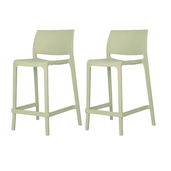 Sensilla 37 in. Wasabi Green Indoor/Outdoor Stackable Counter Stool (Set of 2)