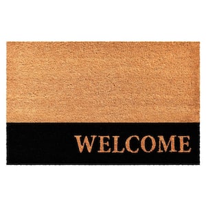 Welcome Black Stripe Doormat, 24" x 48"