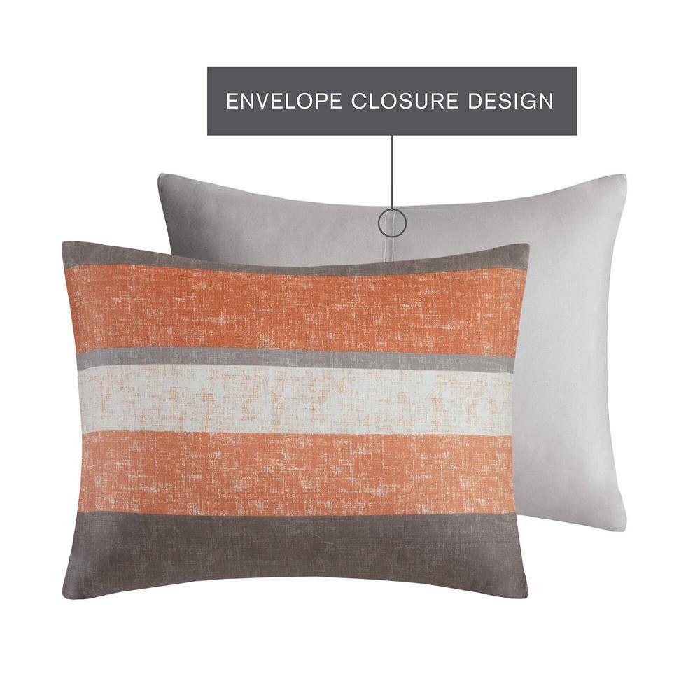 Queen Coral and Grey Microfiber Reversible Bed in a Bag Set