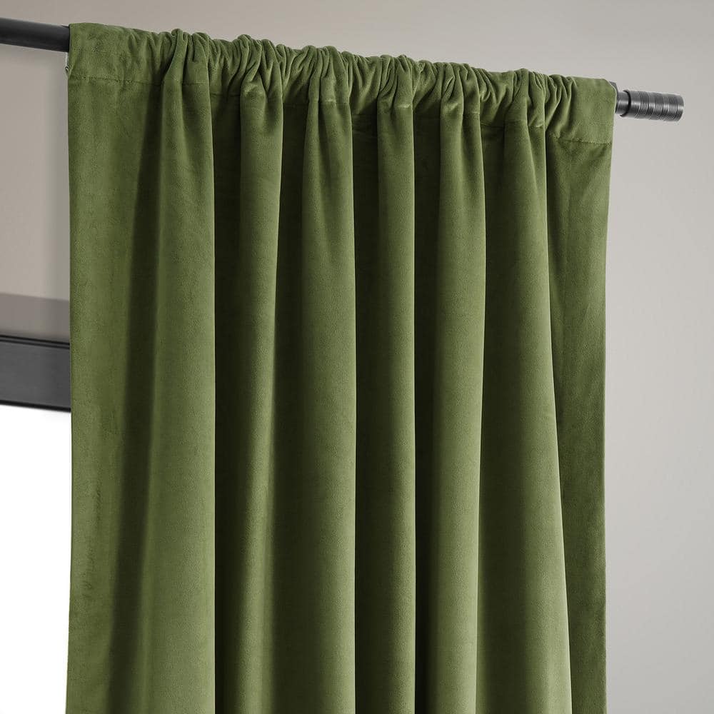 Basque Green Velvet Blackout Curtain Panel, 50" x 96"