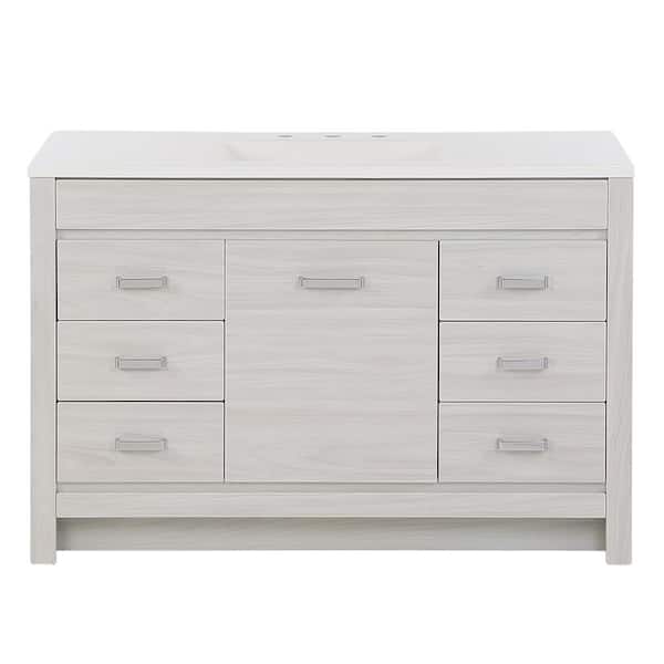 Home Decorators Collection Warford 49 in. Single Sink Elm Sky Bath Vanity with White Cultured Marble Top (Assembled)