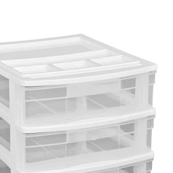 Gracious Living Clear Mini 3 Drawer Desk and Office Organizer with White Finish