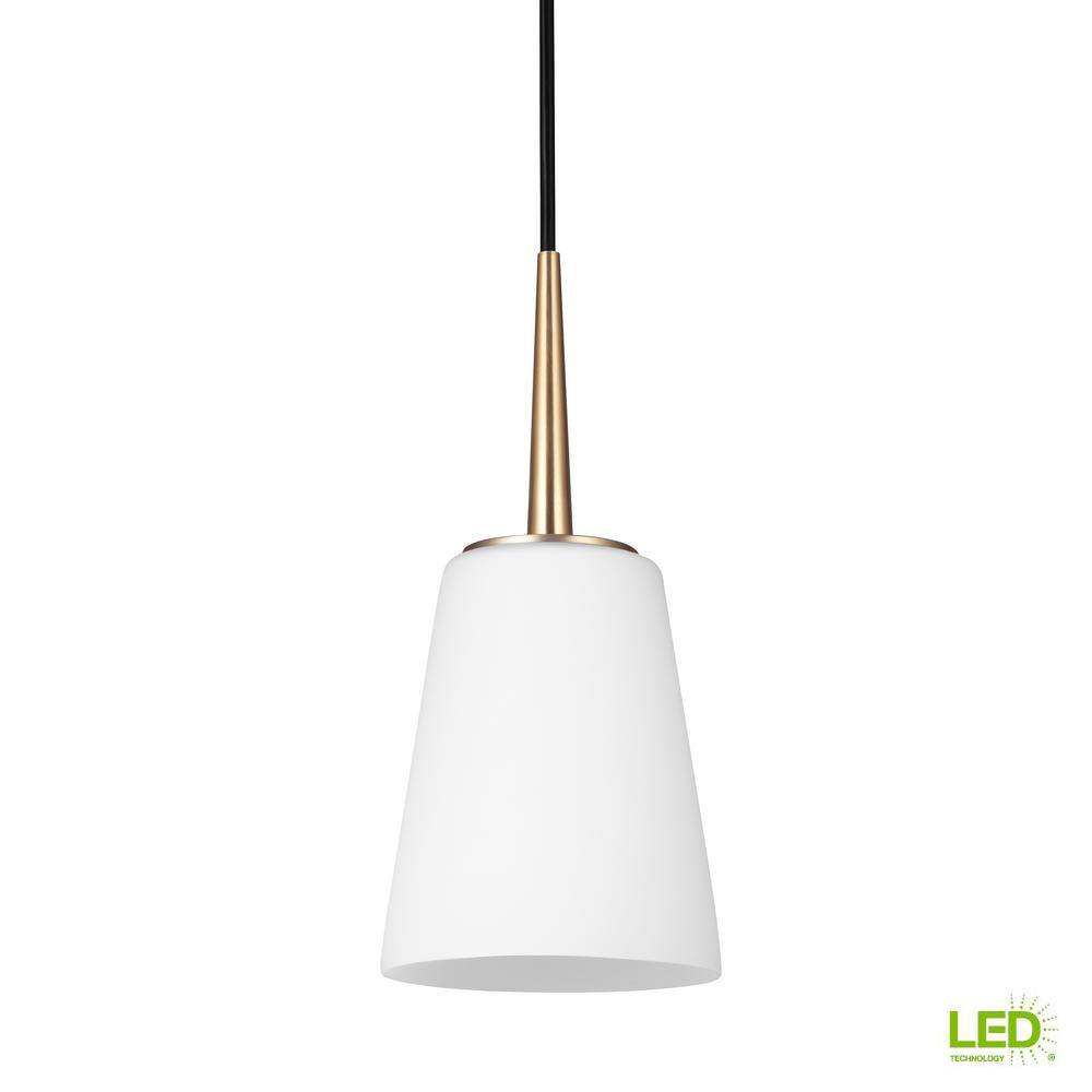 Driscoll Satin Bronze Mini-Pendant with Cased Opal Etched Glass Shade