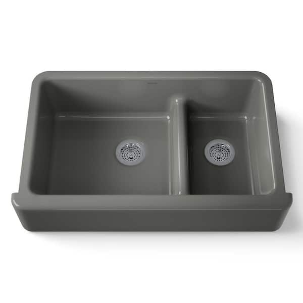 KOHLER Whitehaven Smart Divide Cast Iron 36 in. Double Bowl