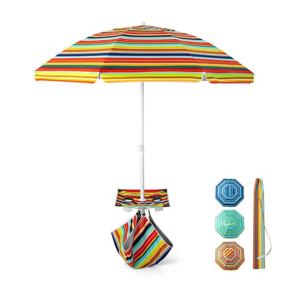Unbranded 6.5 ft. Metal Outdoor Beach Umbrella in Orange with Carrying Bag and Tilt Mechanism