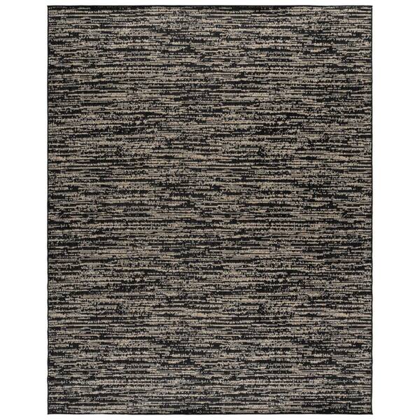 Beach House 8 ft. x 10 ft. Black/Beige Distressed Striped Solid Indoor/Outdoor Area Rug