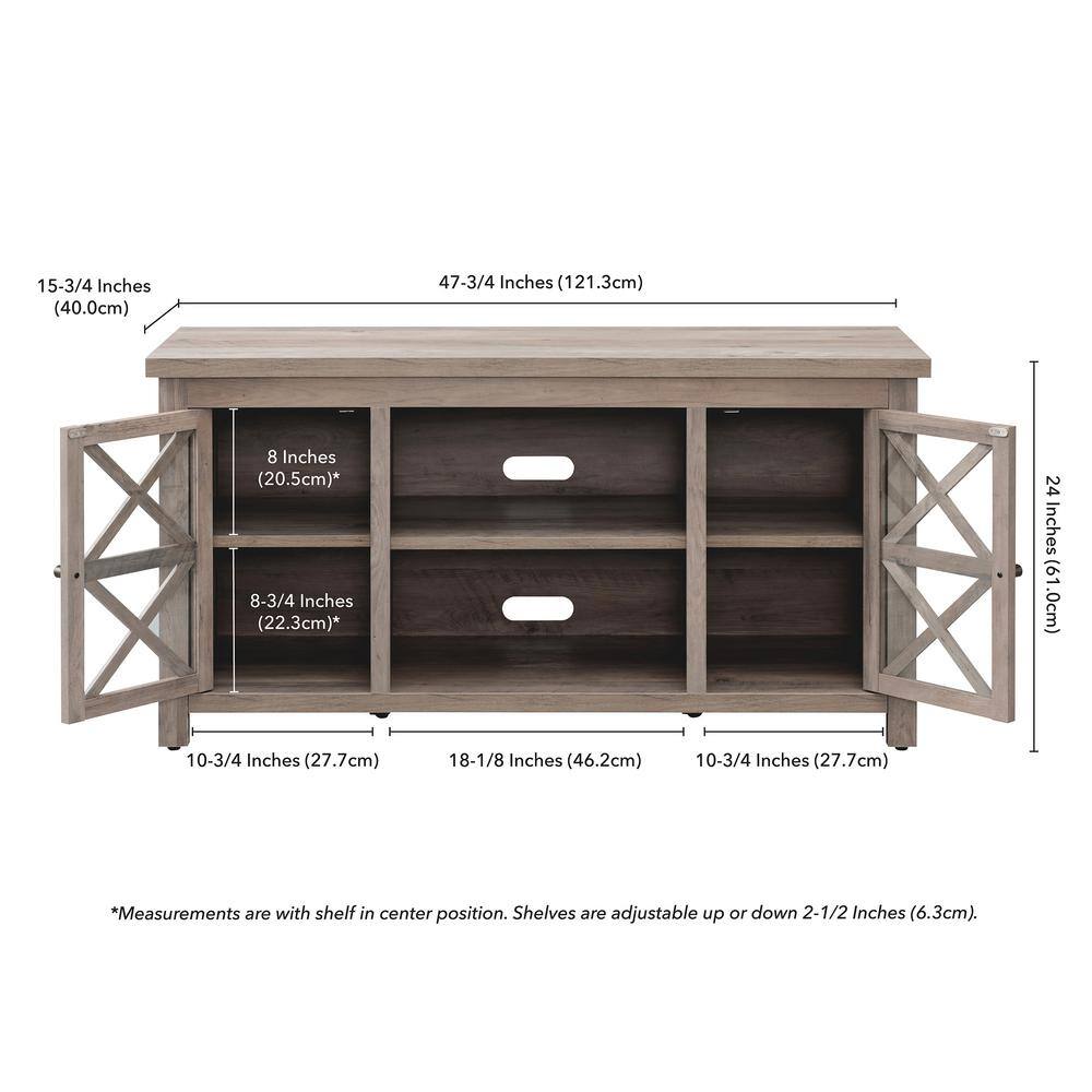 Modern Farmhouse 47'' Gray Oak TV Stand with Fireplace Cabinet