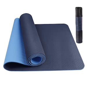 Blue High Density TPE Yoga Mat 72 in. L x 24 in. W x 0.3 in. Pilates Exercise Mat Non Slip (12 sq. ft.)