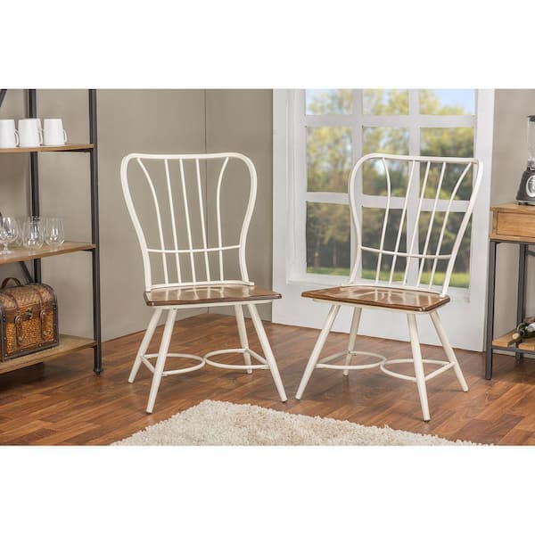 Baxton Studio Elfrida White Metal Dining Chairs (Set of 2)