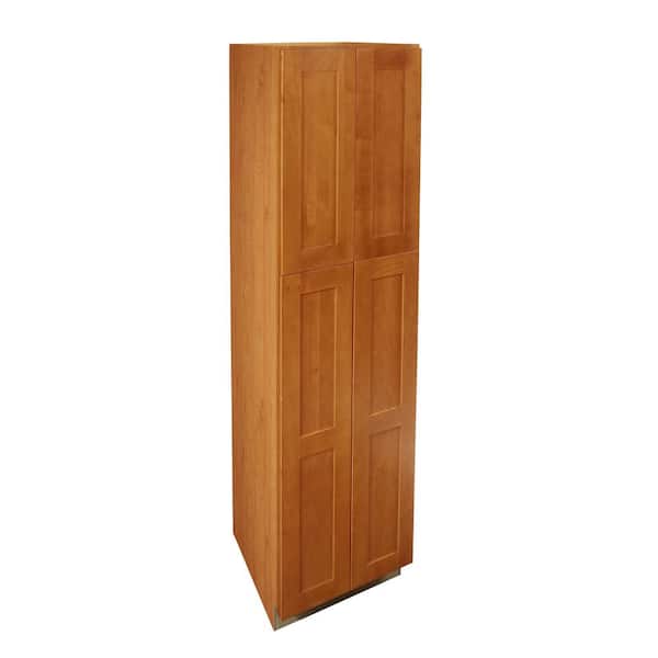 Home Decorators Collection Newport 24 in. W x 21 in. D x 84 in. H Assembled Plywood Vanity Linen Bath Cabinet in Cinnamon with Soft Close
