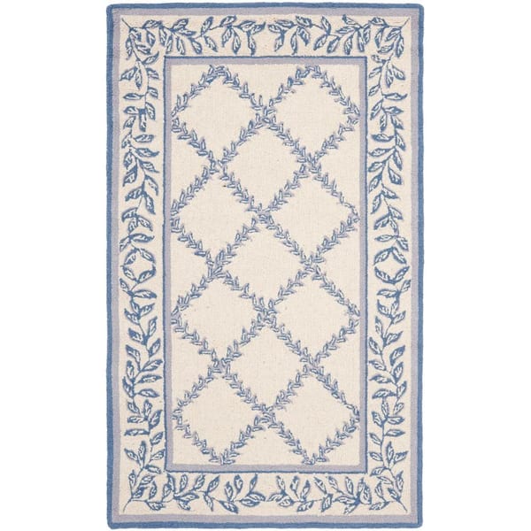 SAFAVIEH Chelsea Ivory/Light Blue 3 ft. x 5 ft. Border Area Rug
