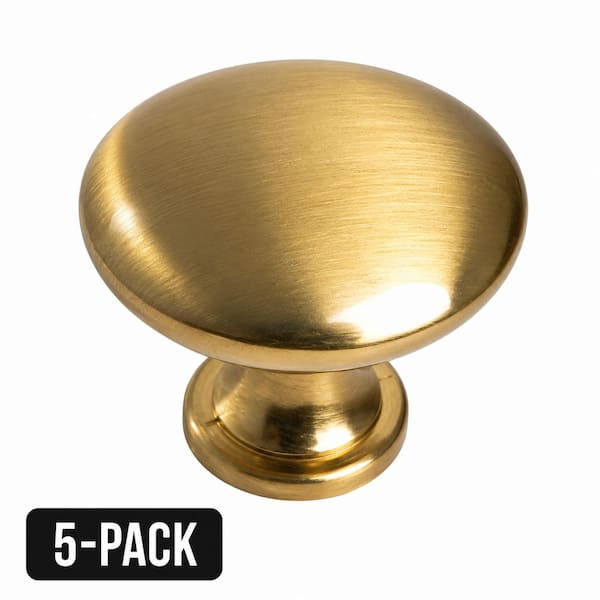 5-Pack Harlan 1-3/16 in. (30mm) Brushed Gold Cabinet Round Knobs