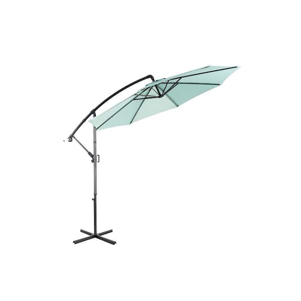 Sudzendf 10 ft. Steel Crank Patio Umbrella in Light Green with Easy Tilt Adjustment, Polyester Shade, 8 Ribs (No Base)