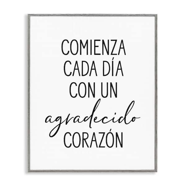 Stupell Industries Start Day Grateful by Lettered and Lined Gray Framed Typography Giclee Art Print 30 in. x 24 in.