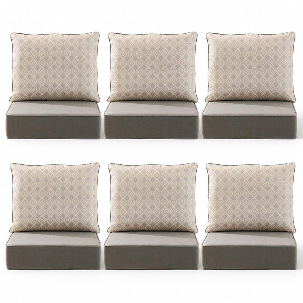 24 in. x 24 in. x 6 in. 12-Piece Olefin Deep Thick Seating Outdoor Lounge Chair Sofa Replacement Cushion in Light Gray price history on PriceWatchPro
