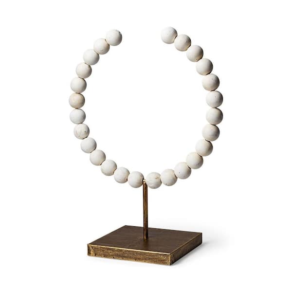 HomeRoots 16 in. White Beaded Sculpture