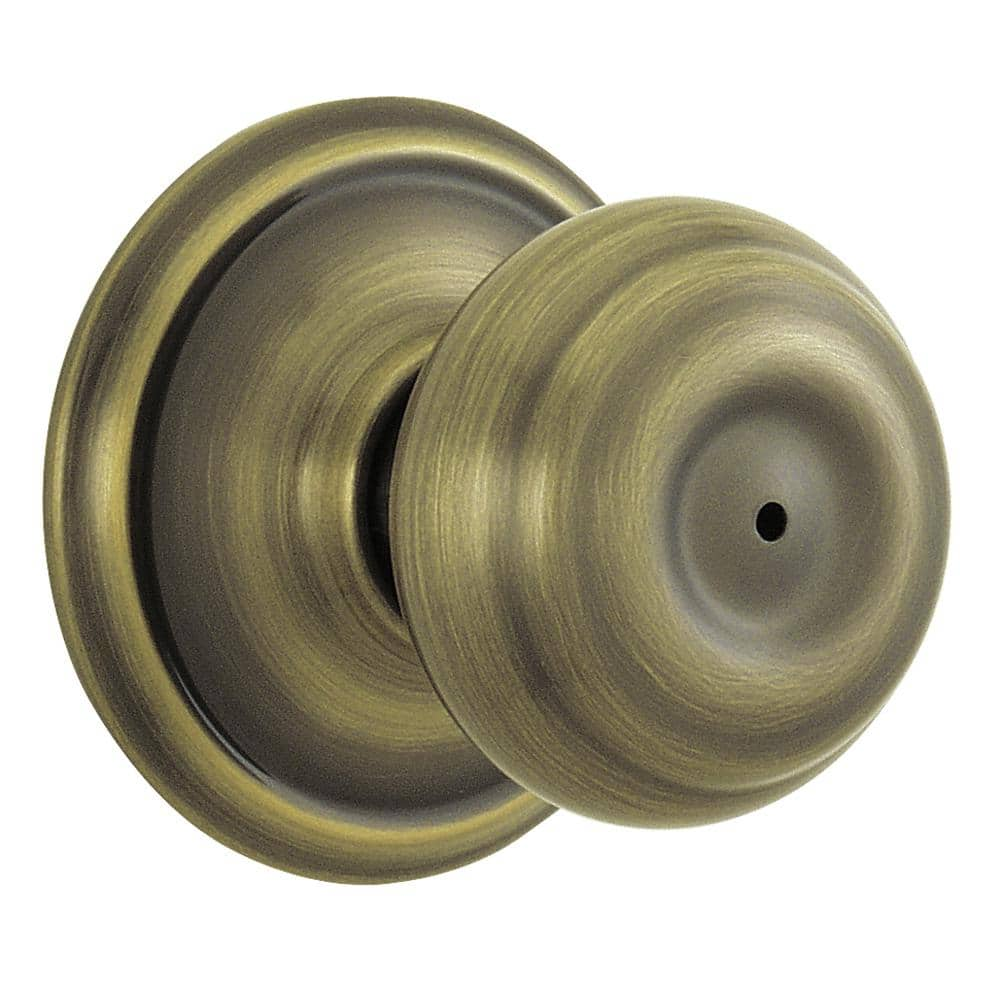 Schlage Georgian Antique Brass Privacy Bed/Bath Door Knob F40 GEO 609 The  Home Depot