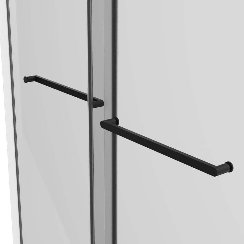 76'' Matte Black and Clear Glass Semi-Frameless Shower Enclosure