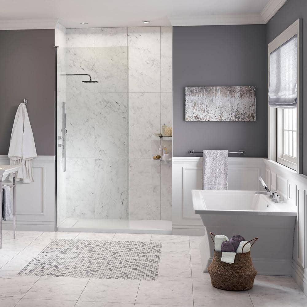 White 36'' Freestanding Acrylic Soaking Bathtub