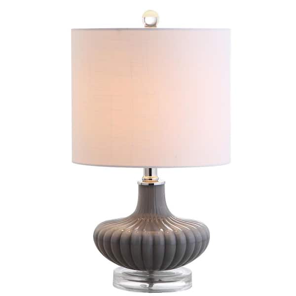 Kamille 18 in. Gray Glass and Lucite Table Lamp