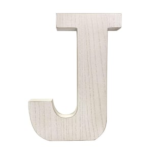 Large 15.75 in. Tall Distressed White Wash Decorative Monogram Wood Letter (J)