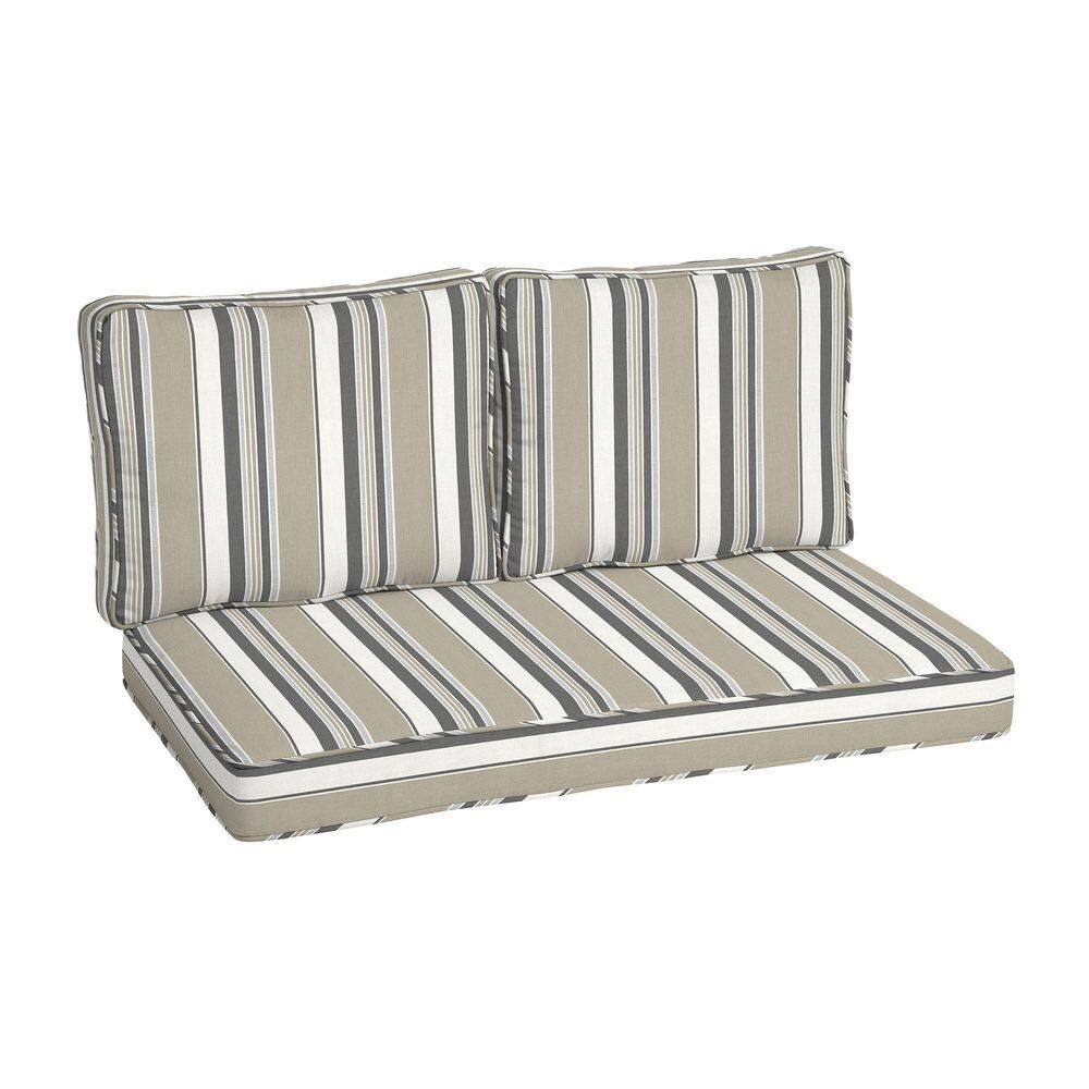 ARDEN SELECTIONS 46 in. x 26 in. Outdoor Loveseat Cushion Set in Taupe